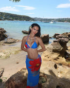 Split Three Piece Set Lace up Sexy Print Long Skirt Bikini Swimsuit for Women Bella Mia