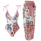 Women One Piece Swimsuit Women Skinny Slimming Retro Tied Swimsuit Suit Chiffon Dress Bella Mia
