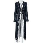 Women Clothing Summer Mesh Cardigan Wooden Ear Beach Sexy Dress Bella Mia