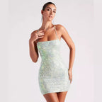 Women Clothing Summer Sequin Sling Sequin Sexy Sheath Slim Fit Dress Bella Mia