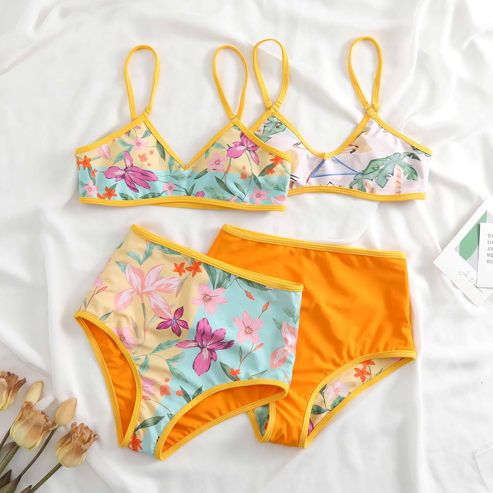 Split Double Sided Three Piece Set Retro Swimsuit Swimsuit Lace up Sand Bella Mia