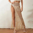 Summer Beach Skirt Women Solid Color Sexy Knitted Hollow Out Beach Bikini Cover up Skirt Crochet hook Bella Mia