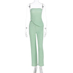 Summer Women Clothing Sexy off the Shoulder Tube Top Beveled Top Slim Trousers Two Piece Sets Bella Mia