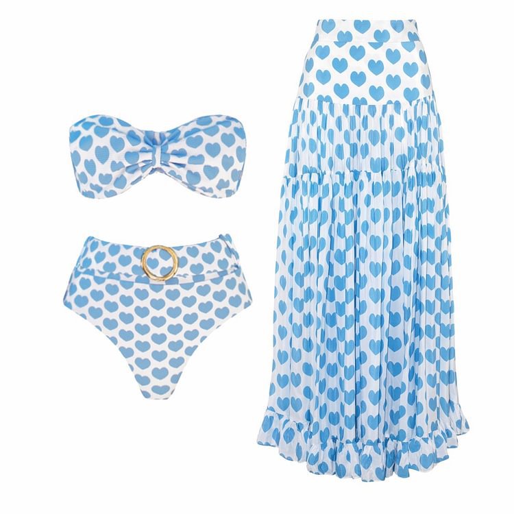 Heart Printing Bow One Piece Swimsuit Women Bella Mia