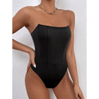 Women Patchwork Bodysuit Three-Dimensional Slim Fit Bodysuit Basic Strapless Tube Top Bodysuit Women Bella Mia