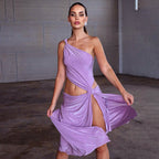 Women Clothing Summer Sleeveless Bandage High Slit Sexy Dress Bella Mia