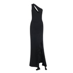 Spring Maxi Dress Elegant Sexy Slim One Shoulder Frill Ribbon Dress Bella Mia