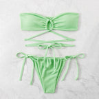 Swimwear Solid Color Backless Sexy Swimsuit Hollowed out High Waist Bikini Bella Mia