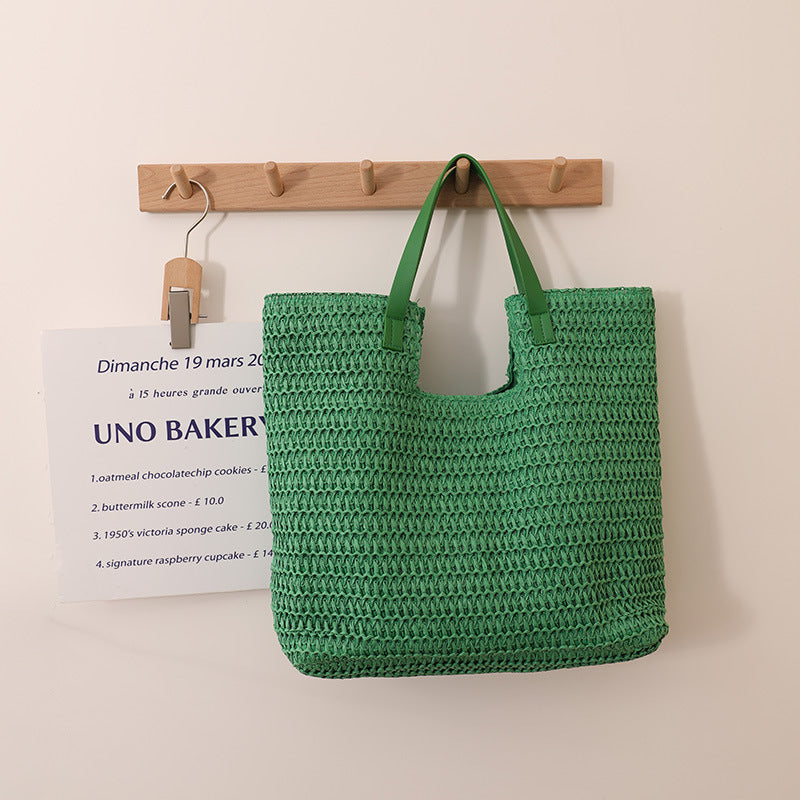 Shoulder Straw Bag Simple Large Capacity Portable Straw Bag Woven Bag Seaside Vacation Beach Bag Women Bag Bella Mia