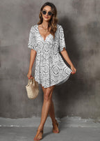 Vacation Blouse Deep V Plunge neck Sexy Cross Beach Overclothes Women Clothing Polka Dot Printed Dress Bella Mia