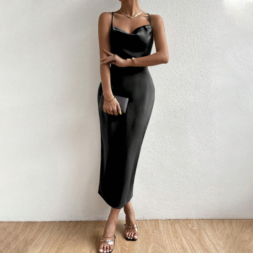 Summer Women Clothing Sexy Backless Satin Strap Dress Party Dress Bella Mia