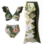 Retro High Waist Split Swimsuit Women Ruffled Bikini Swimsuit Chiffon Beach Skirt Set Bella Mia