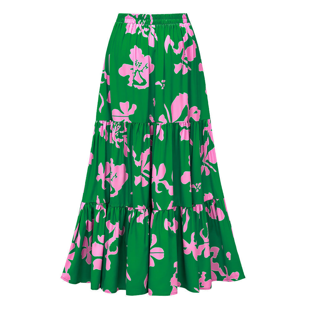 V neck Pleated Print Vacation Swimsuit Women Set Bella Mia