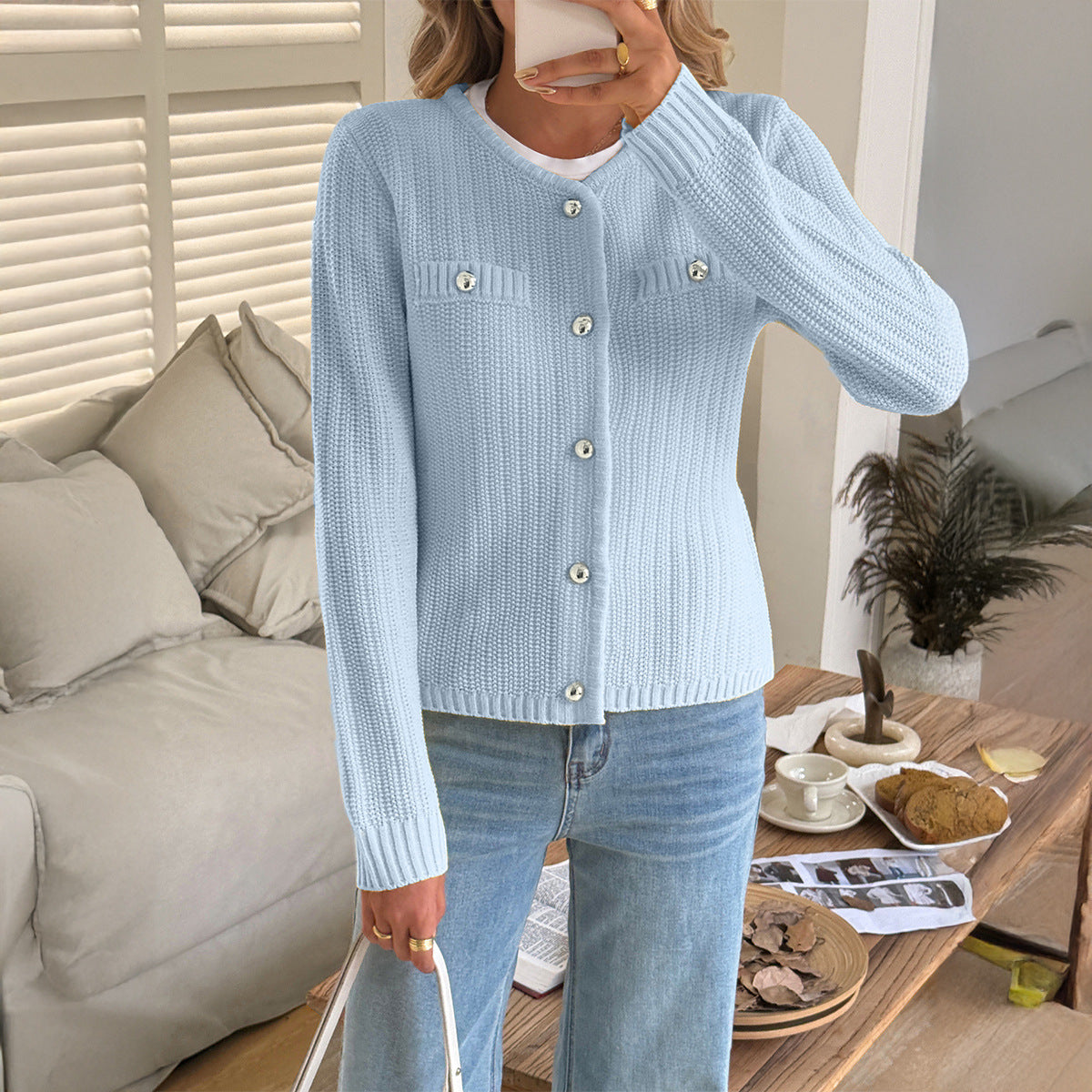 Casual Vacation Wool Long Sleeve Coat Sweater Women Clothing Autumn Winter Bella Mia