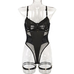 Sexy Jumpsuit Summer Girl Mesh Ornament Stitching Strap Showing Leg Ring Underwear Bella Mia