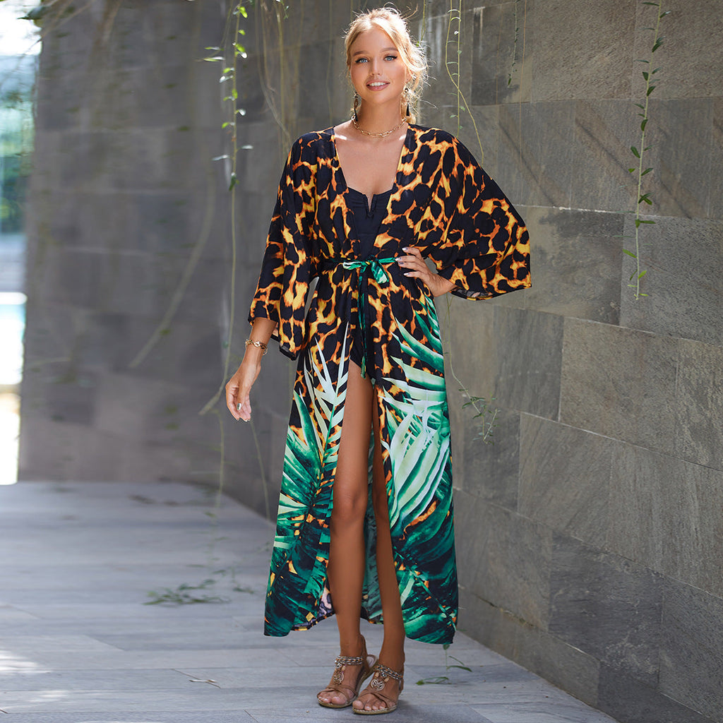 Rayon Belt Beach Cover up Sun Protective Blouse Sun Protection Cardigan Women Swimsuit Bikini Cover up Bella Mia