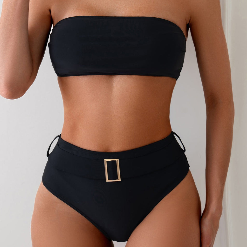 Summer Women Tube Top Swimsuit Strapless High Waist Sexy Swimsuit Suit Solid Color Swimsuit Set Bella Mia