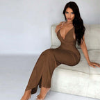 Sexy V neck Sleeveless Dress Summer High Waist Pullover Sheath Dress for Women Bella Mia