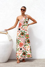 Summer Dress Printed Shoulder Lace up Elegant Dress Women Bella Mia
