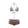 Spring Women Clothing Vacation Halter Lace up Backless Sexy Bikini Set