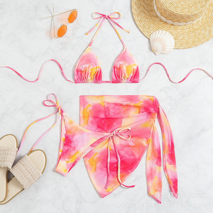 Solid Color Triangle Cup Bandage Sexy Bikini Three Piece Swimsuit Bella Mia