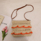 Crossbody Lace Straw Bag Ruffled Summer Color Straw Bag Woven Bag Seaside Beach Vacation Bag Bella Mia