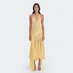 Summer Halter Chiffon See through Dress Sexy Deep V Plunge Ribbon Dress Bella Mia