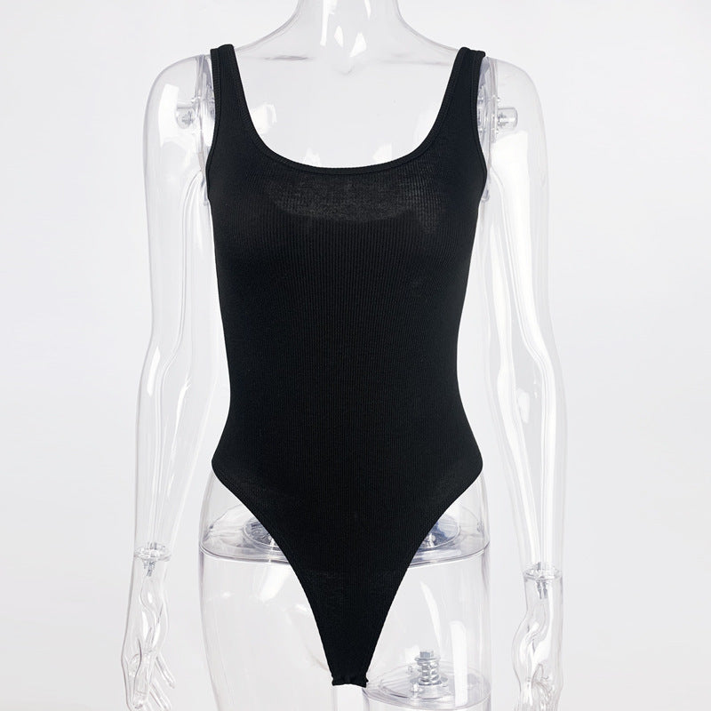 Summer Women Clothing Simple Sleeveless Top Backless Tight Vest Bodysuit Bella Mia