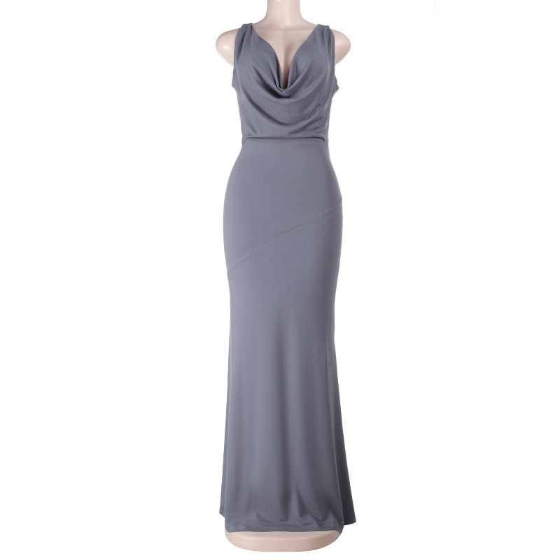 Sexy Backless Collar Sleeveless Dress Spring Slim Fit Hip for Women Bella Mia