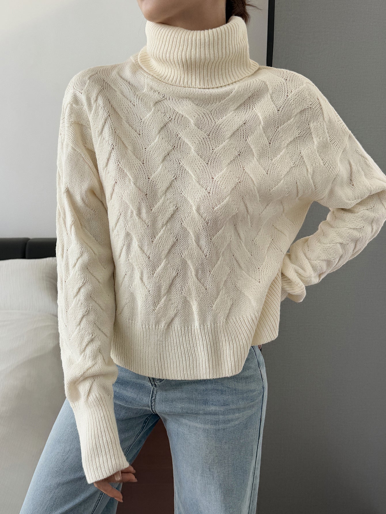 Women Clothing Autumn Winter Casual Solid Color Wool Long Sleeve Sweaters Bella Mia