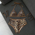 Leopard Sequ Split Trim Boxers Split Swimwear Swimsuit Bikini