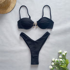 Bikini High Waist Bikini Solid Color Sexy Split Women Swimsuit Bella Mia