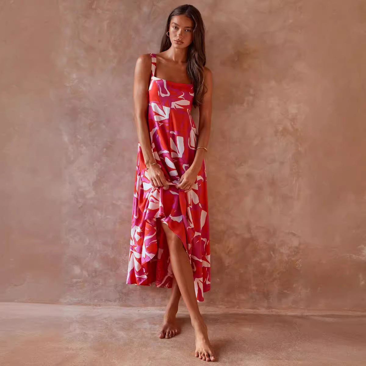 Women Clothing Sexy Summer Holiday Floral Print Fit Horn Strap Dress Women Bella Mia