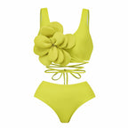 Solid Color Split Swimsuit Women Sexy High Waist Banded Bikini Three Piece Set Bikini Bella Mia