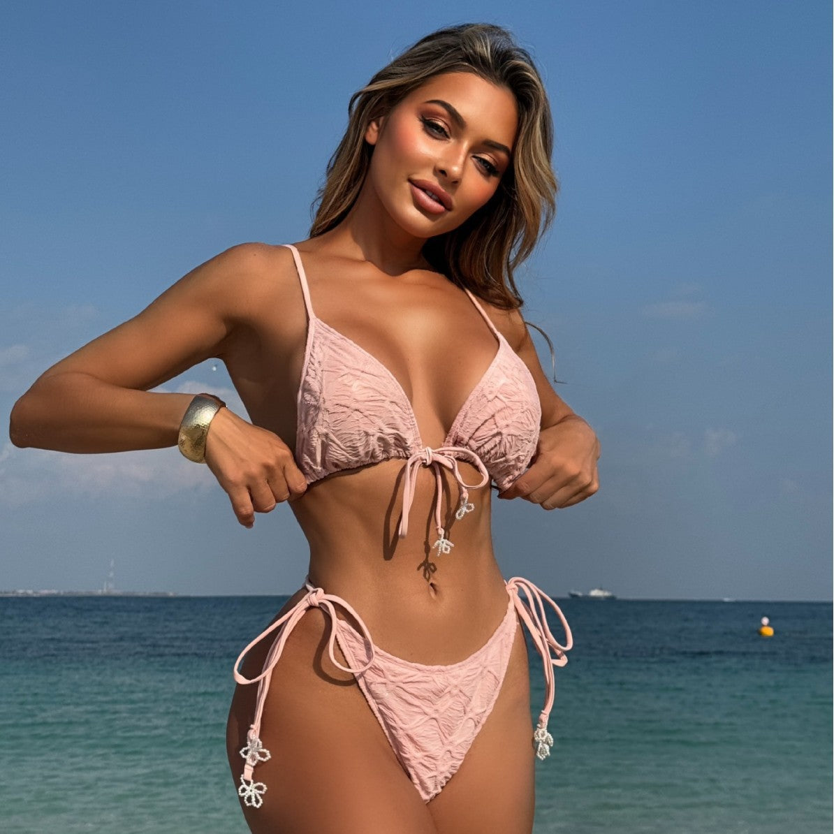 Sexy Halter Lace up Swimsuit Women Two Piece Bikini Bikini Swimsuit