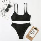 Wave Pattern Lady Sexy Split Triangle Strap Bikini Beach Nightclub Swimsuit