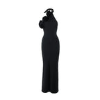Women Clothing Three Dimensional Floral Sexy Halter Backless Split Dress Bella Mia