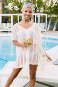 Knitted Button Beach Cover up Sexy Cutout Holiday Sun Protection Shirt Seaside Beach Cover Up Bella Mia
