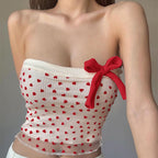 Summer Sexy Sexy Sexy Bow Lace up off Shoulder Short Tube Top Vest Bella Mia