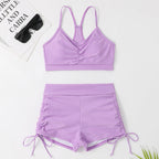 Split Swimsuit Women Solid Color Bikini Sexy Swimsuit Small Chest Push up High Waist Conservative Swimsuit Bella Mia