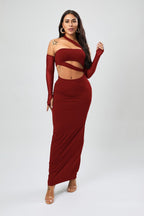 Tight Dress Angora Red Mesh Sexy Halter Wrapped Chest Sheath Dress Autumn Bella Mia