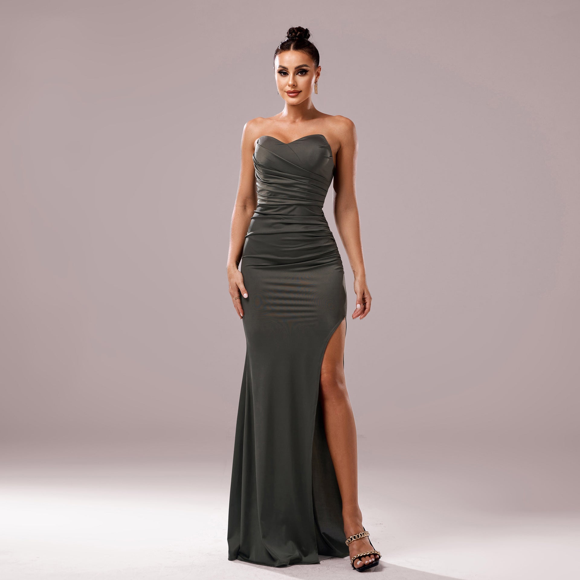 Women Clothing Chest Wrapped off Neck Slim Fit Sheath Cocktail Fishtail Evening Dress Bella Mia