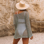 Beach Cover-up Sexy Hollow Out Cutout Vacation Sun Protection Shirt Beach Cover Up Bella Mia