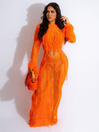 Women Clothing Sexy Handmade Knitted Beach Dress Hollow Out Cutout Out Mink Tassel Maxi Dress Bella Mia
