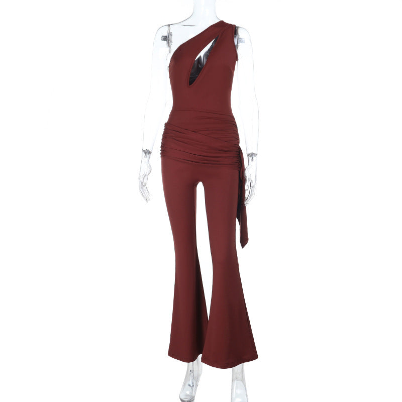 Personalized Sports Casual Slant Shoulder Slimming Ribbon Slim Fit Bodysuit Bella Mia