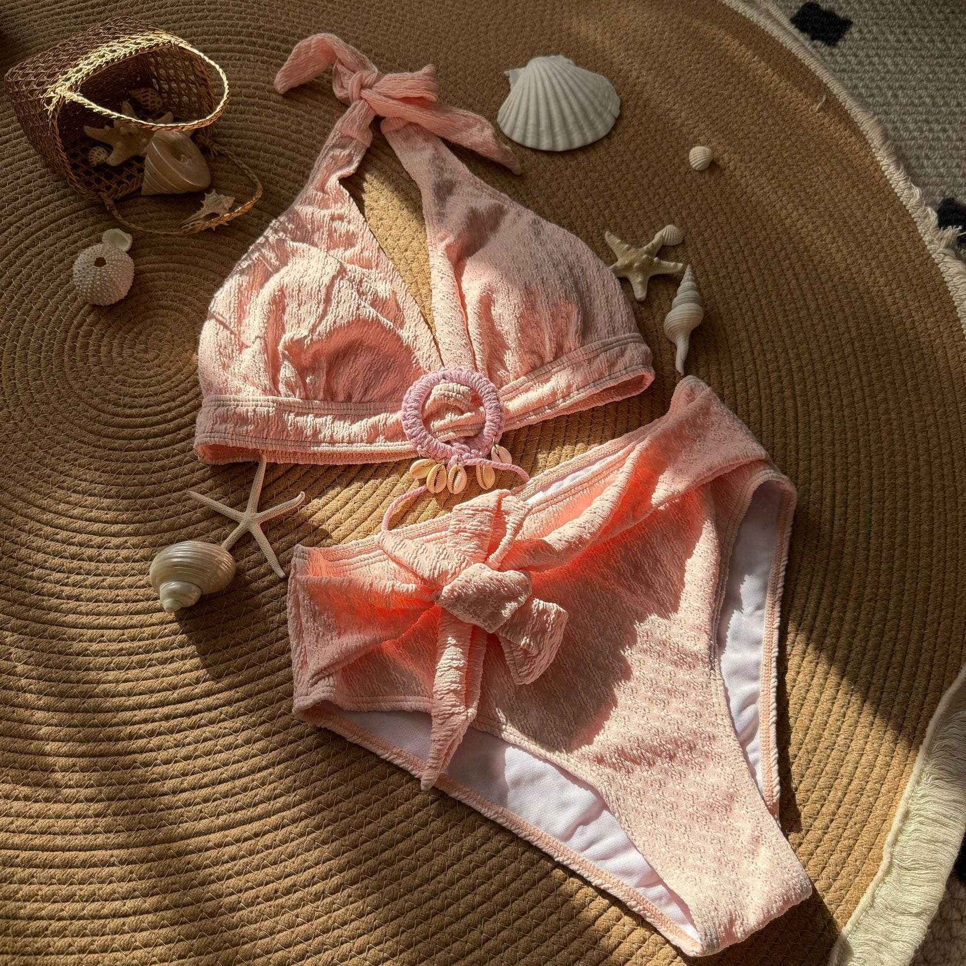 Shell Beach Special Fabric High Waist Split Swimwear Bella Mia
