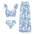 Summer Lotus Leaf Sleeve Split Swimsuit Women Seaside Vacation High Waist Thin Bikini Bella Mia