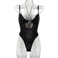 Women Clothing Simple Pure Black Sexy Suspenders Base Bodysuit Bella Mia