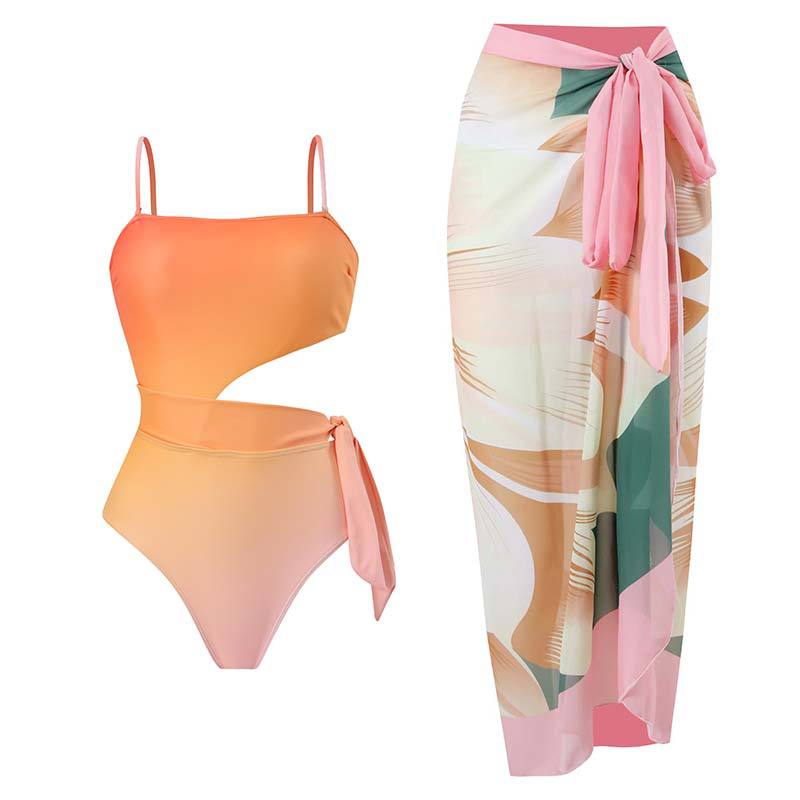 One Piece Swimsuit Women Skinny Slimming Retro Tied Swimsuit Suit Chiffon Swimsuits Bella Mia