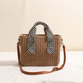 Handheld Straw Bag Square Solid Color Crossbody Woven Bag Vacation Beach Bag Large Capacity Rattan Weave Bag Bella Mia